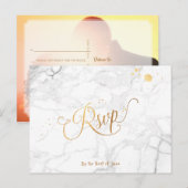 PixDezines RSVP/フェイク金ゴールド/MARBLE インビテーションポストカード (正面/裏面)