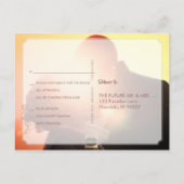PixDezines RSVP/フェイク ローズゴールド/マーブル インビテーションポストカード (裏面)