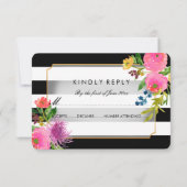 PixDezines rsvp(ユダヤ教の)バル・ミツバー/DIYstripes/フローラ 出欠カード (裏面)