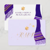 PixDezines rsvp（ユダヤ教の）バル・ミツバー/Purple Tallight 出欠カード (正面/裏面)
