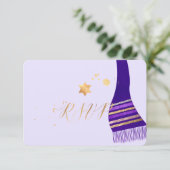 PixDezines rsvp（ユダヤ教の）バル・ミツバー/Purple Tallight 出欠カード (スタンド正面)