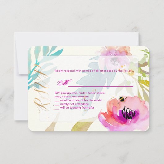 PixDezines RSVP 水彩花卉/粉色 (裏面)