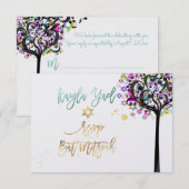 PixDezines RSVP 生命の木 ユダヤ教の成人儀礼 ✡ 招待状 (正面/裏面)