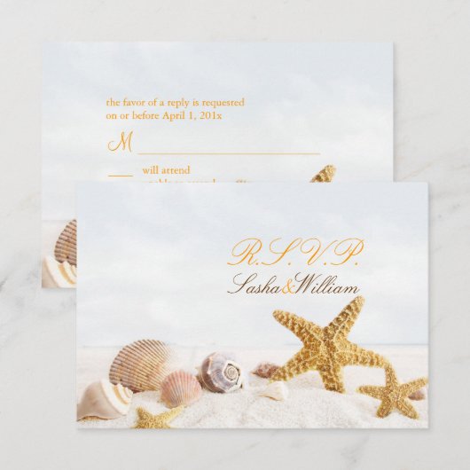 PixDezines RSVP、踊りSTARFISH/SEASHELL 出欠カード (正面/裏面)