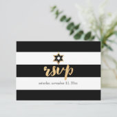 PixDezines RSVP 黒/白/ストライプ バー・ミッツヴァ (スタンド正面)