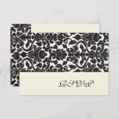 PixDezines rsvp（5x7用）Black Flora Damask 出欠カード (正面/裏面)