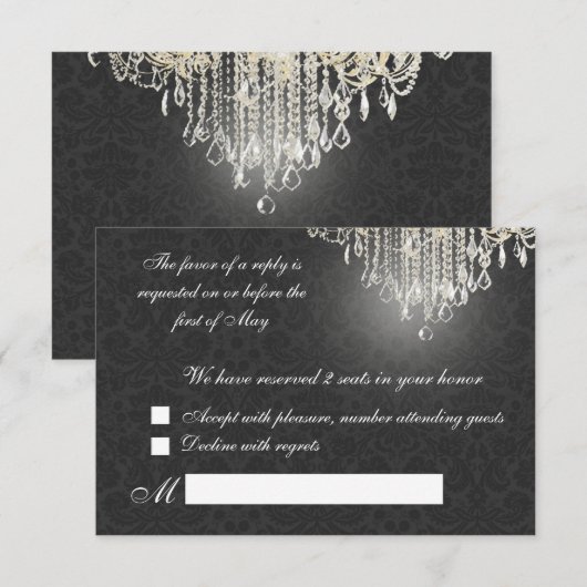 PixDezines rsvp, desiere damask 出欠カード (正面/裏面)