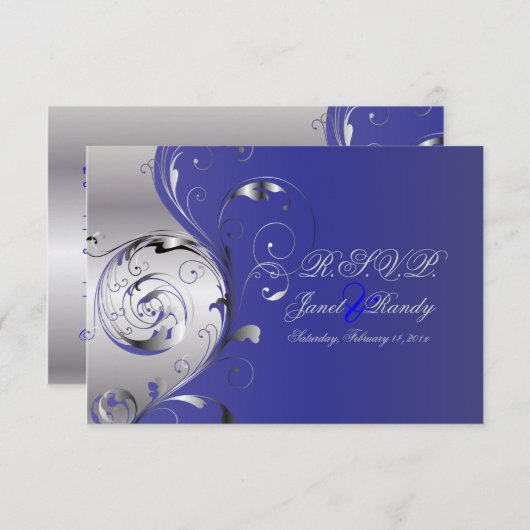 PixDezines rsvp Filigree+swarls/silver+blue (正面/裏面)