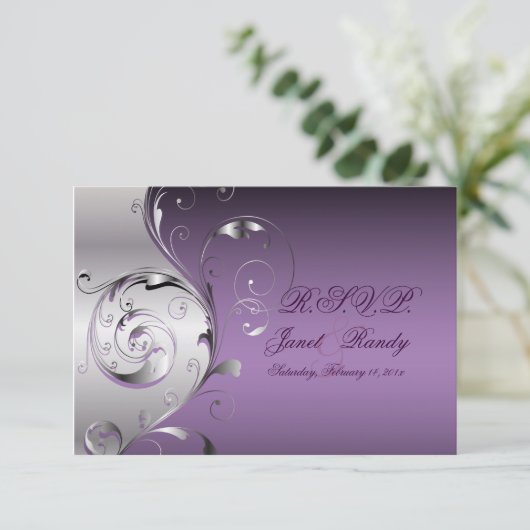 PixDezines rsvp Filigree+swarls/silver+lavender (スタンド正面)