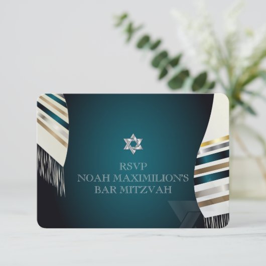 PixDezines RSVP Mitzvah/ターコイズのtallit/DIY背景 (スタンド正面)