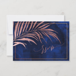 PixDezines RSVP、Palm Fronds |フェイクバラ金ゴールド 出欠カード