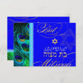 PixDezines rsvp peacockサイケデリック/バルミツワー 招待状 (正面/裏面)