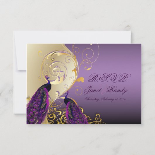 PixDezines rsvp Peacock, Filigree+swirls/DIY文字 (正面)