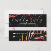 PixDezines RSVP、Red Palm Fronds |フェイク金ゴールド 出欠カード (裏面)