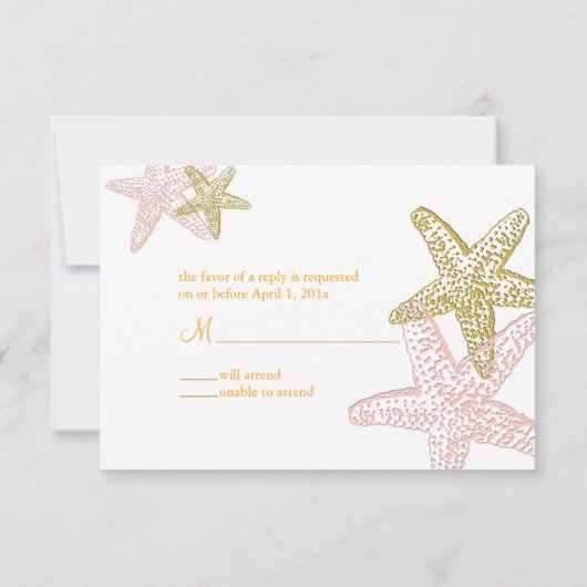 PixDezines rsvp, starfish for 5x7 出欠カード (裏面)