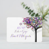 PixDezines RSVP TREE OF LIFE Bnot（ユダヤ教の）バル・ミツバー/PU 招待状 (スタンド正面)