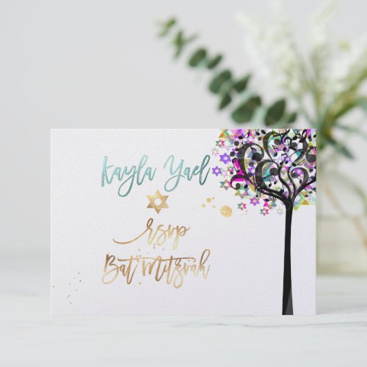 PixDezines RSVP Tree of Life Music ✡ 招待状 (スタンド正面)