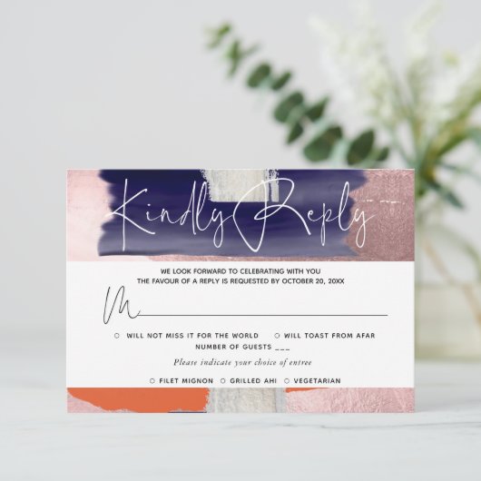 PixDezines RSVP w Meals, モダンArt, Navy Coral (スタンド正面)