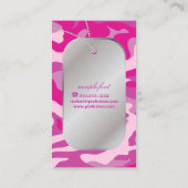 PixDezines Sassyピンク迷彩柄+ドッグタグ 名刺 (裏面)