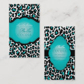 PixDezines Sassy cheetahプリント/ティール（緑がかった色）+ブラック 名刺 (正面/裏面)