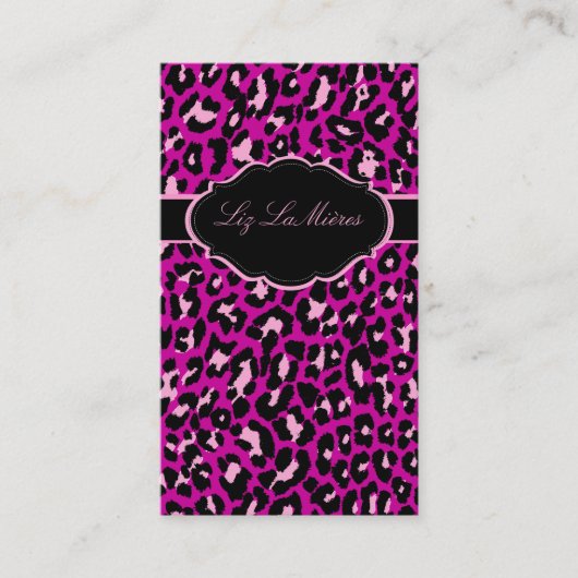 PixDezines Sassy cheetahプリント/ピンク/デイバックグラウンド 名刺 (正面)