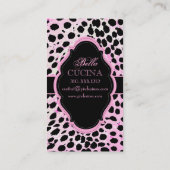 PixDezines Sassy cheetahプリント/ピンク+ブラック 名刺 (裏面)