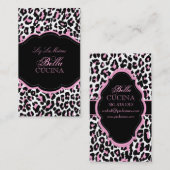 PixDezines Sassy cheetahプリント/ピンク+黒 名刺 (正面/裏面)