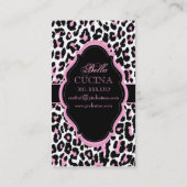 PixDezines Sassy cheetahプリント/ピンク+黒 名刺 (裏面)