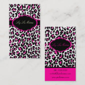 PixDezines Sassy cheetahプリント/ホットピンク+ブラック 名刺 (正面/裏面)