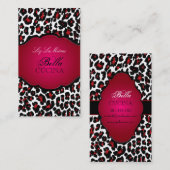 PixDezines Sassy cheetahプリント/ルビーレッド+ブラック 名刺 (正面/裏面)