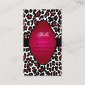 PixDezines Sassy cheetahプリント/ルビーレッド+ブラック 名刺 (裏面)