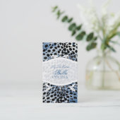 PixDezines Sassy cheetahプリント/青+黒 名刺 (スタンド正面)