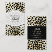 PixDezines Sassy cheetahプリント/青+黒 名刺 (正面/裏面)