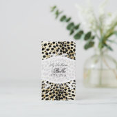 PixDezines Sassy cheetahプリント/青+黒 名刺 (スタンド正面)