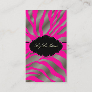 PixDezines Sassy zebra pattern/DIY color/hot pink 名刺