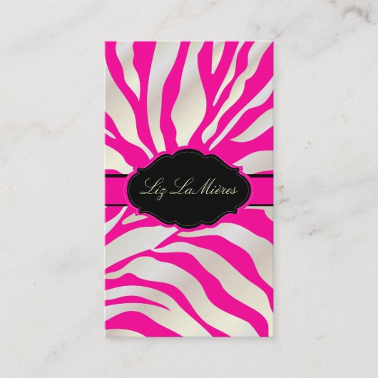 PixDezines Sassy zebra pattern/DIY color/hot pink 名刺 (正面)