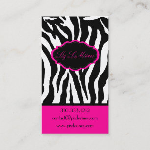 PixDezines Sassy zebra print/hot pink+black 名刺