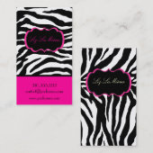 PixDezines Sassy zebra print/hot pink+black 名刺 (正面/裏面)