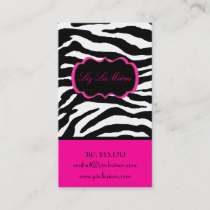 PixDezines Sassy zebra print/hot pink+black 名刺