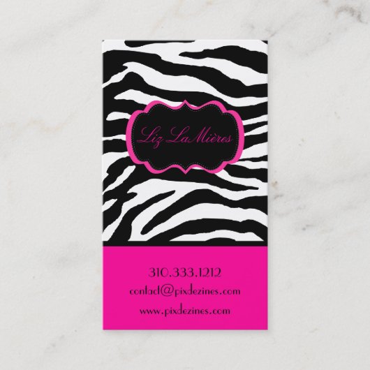 PixDezines Sassy zebra print/hot pink+black 名刺 (正面)