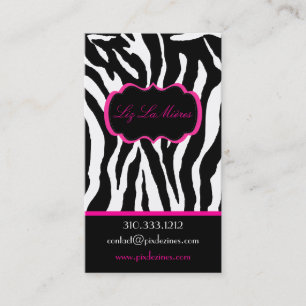 PixDezines Sassy zebra print/hot pink+black 名刺