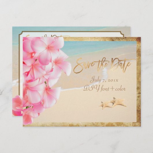 PixDezines/save日付/ヴィンテージハワイ 案内ポストカード (正面/裏面)