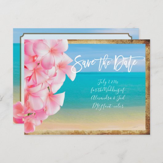 PixDezines/save日付/ヴィンテージハワイ 案内ポストカード (正面/裏面)