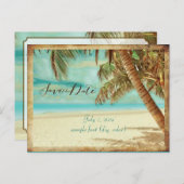 PixDezines/save日付/ヴィンテージビーチ 案内ポストカード (正面/裏面)
