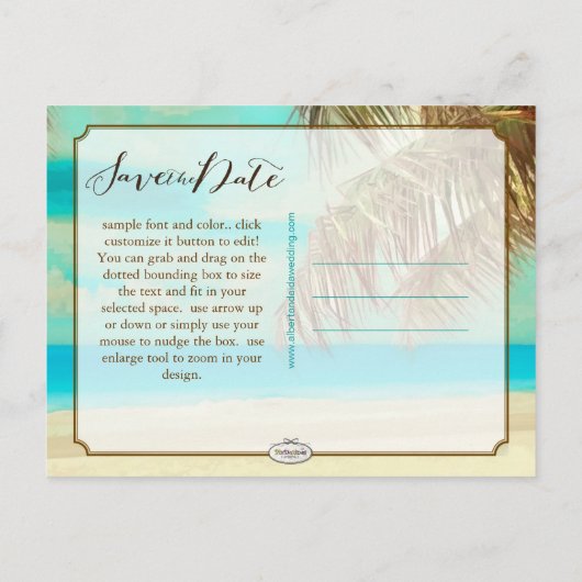 PixDezines/save日付/ヴィンテージビーチ 案内ポストカード (裏面)