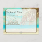 PixDezines/save日付/ヴィンテージ熱帯ビーチ 案内ポストカード (裏面)