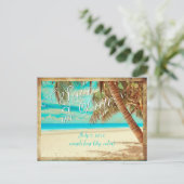 PixDezines/save日付/ヴィンテージ熱帯ビーチ 案内ポストカード (スタンド正面)