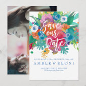 PixDezines Save 日付/花の水彩 セーブザデート (正面/裏面)