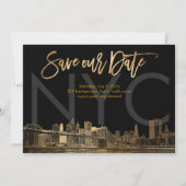 PixDezines/Save Date/Faux Gold/NYC 案内状 (正面)