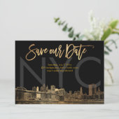 PixDezines/Save Date/Faux Gold/NYC 案内状 (スタンド正面)